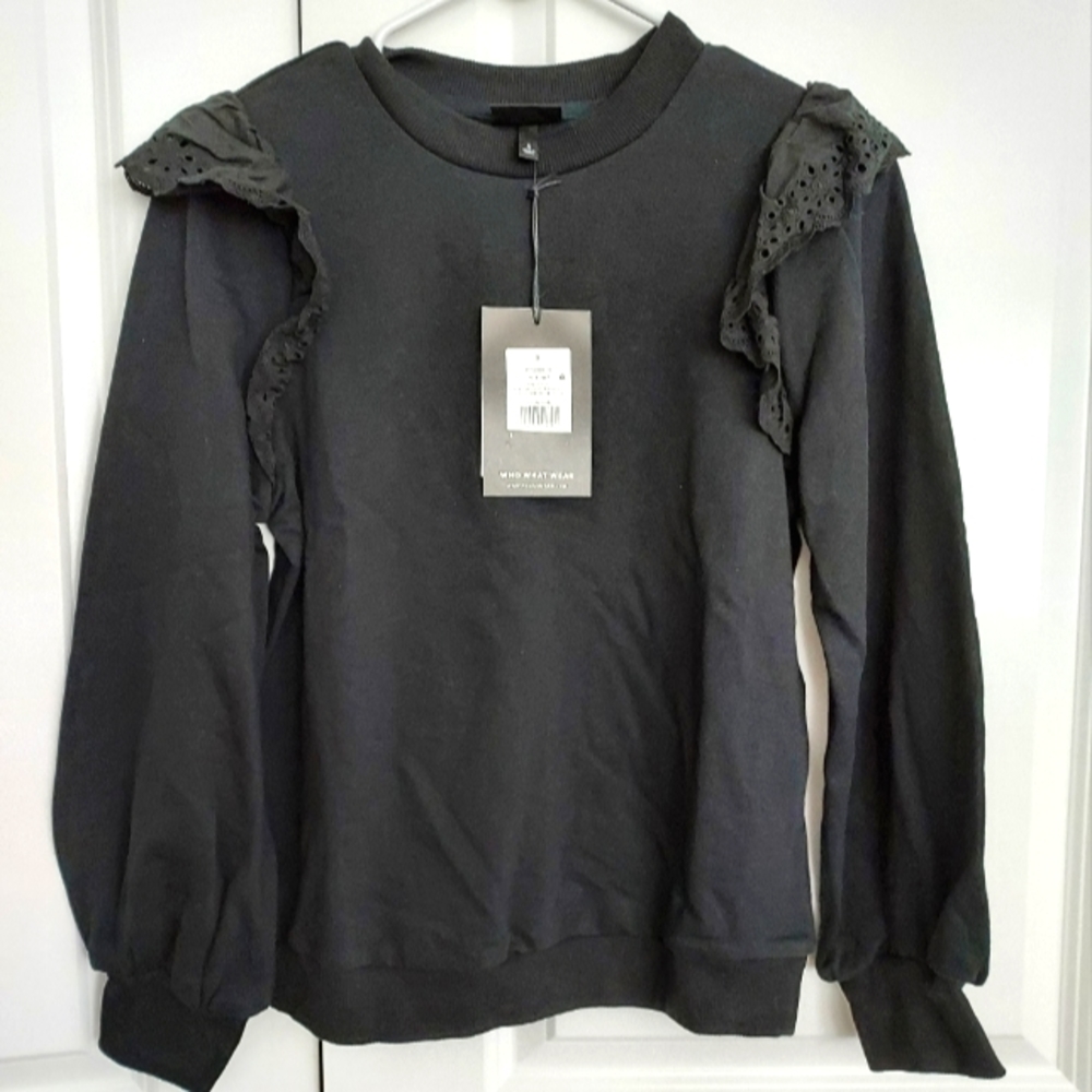 Black Ruffle Sweatshirt